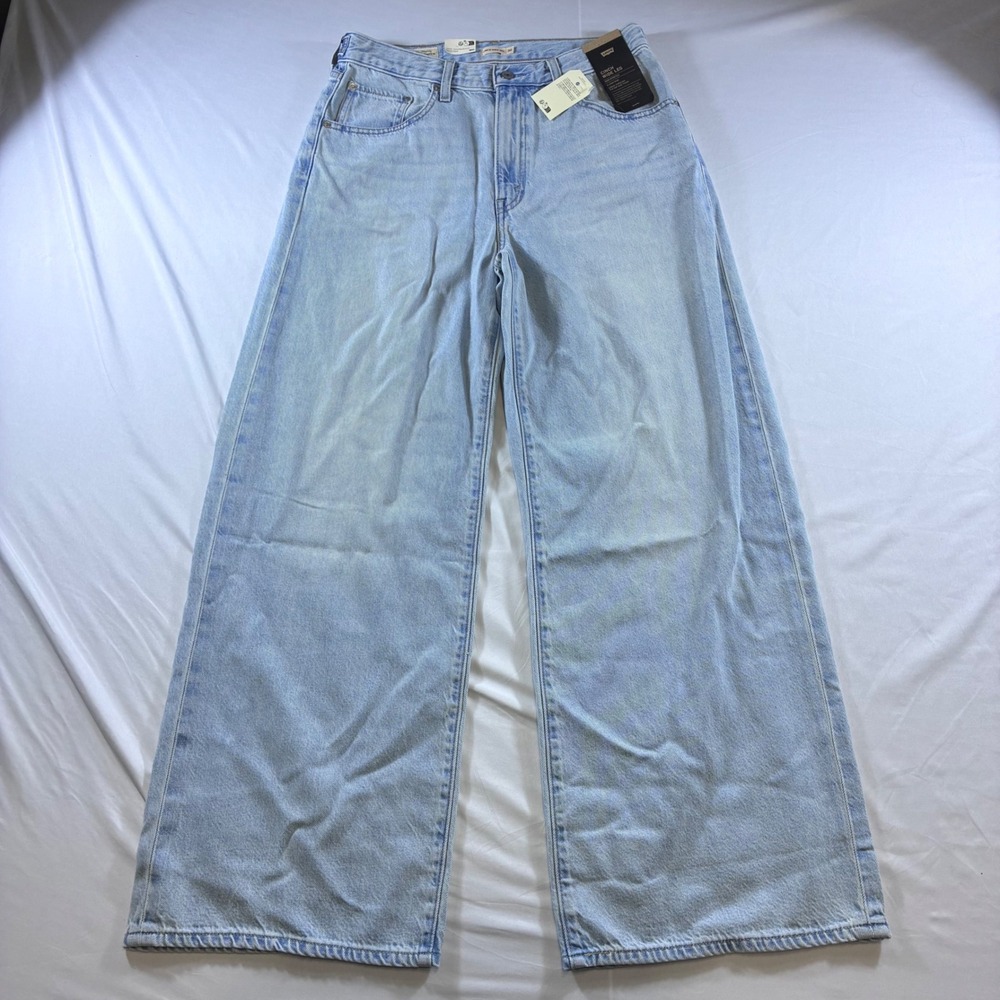 Levis Premium Cinch Wide Leg Jeans Light Wash High Rise Denim W30 L31 NEW